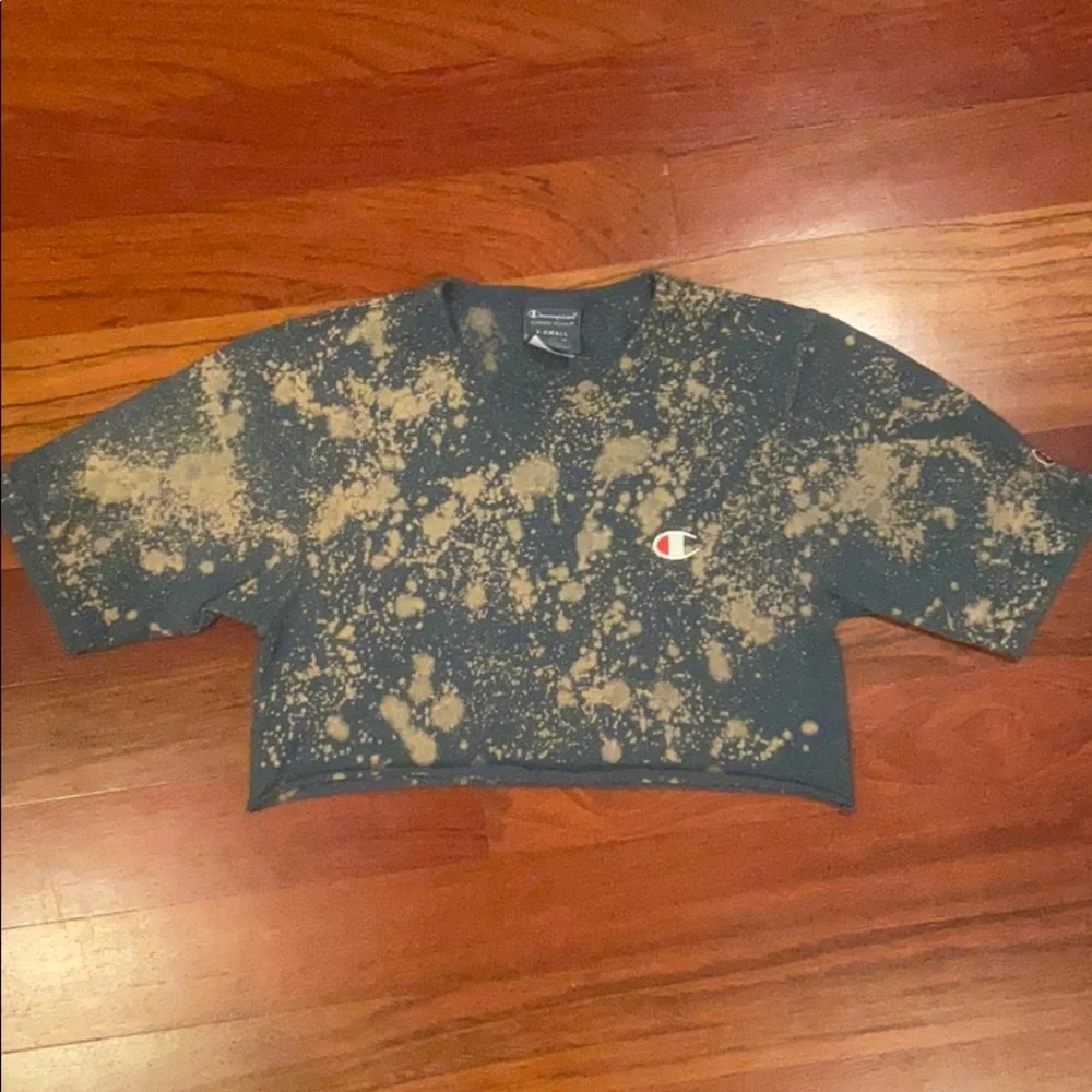 Dark teal and tan acid dye champion crop top!
